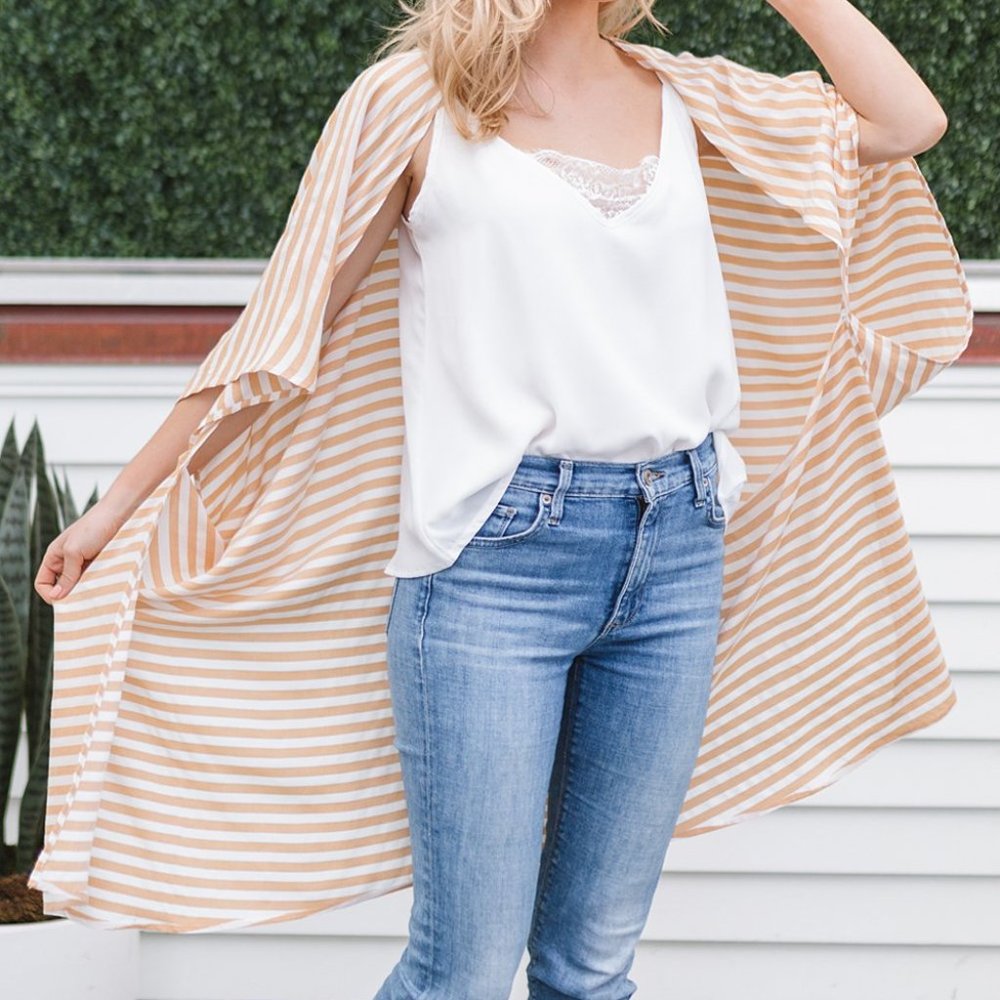 Yellow Stripe Open Cardigan